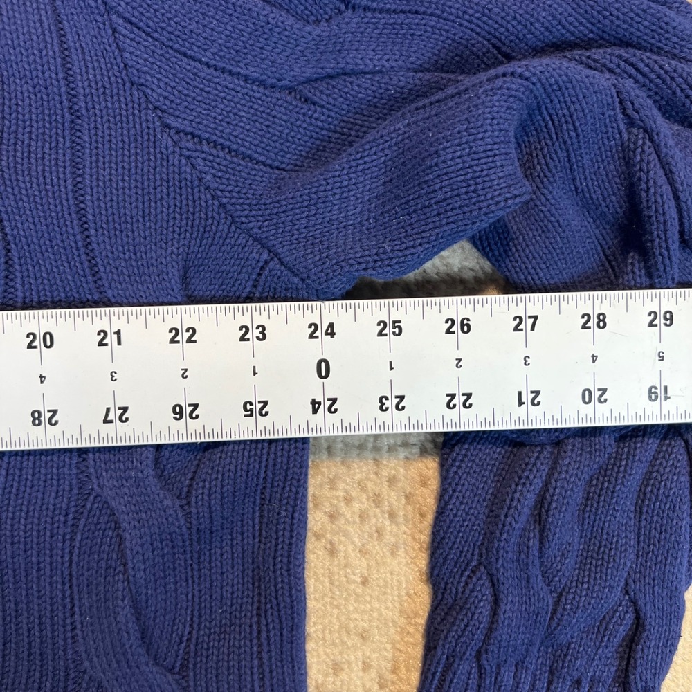 Polo Ralph Lauren Mens XL Blue Cable Knit Cotton Crewneck Sweater Pony Logo - Picture 5 of 6